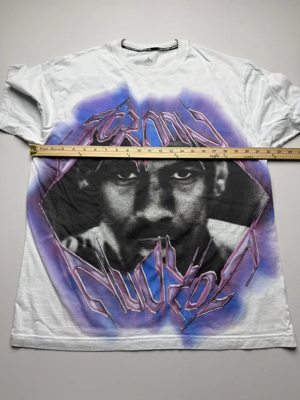 Jordan Shirt Mens Large White Dri-Fit Face Graphic Tee Basketball Airbrush